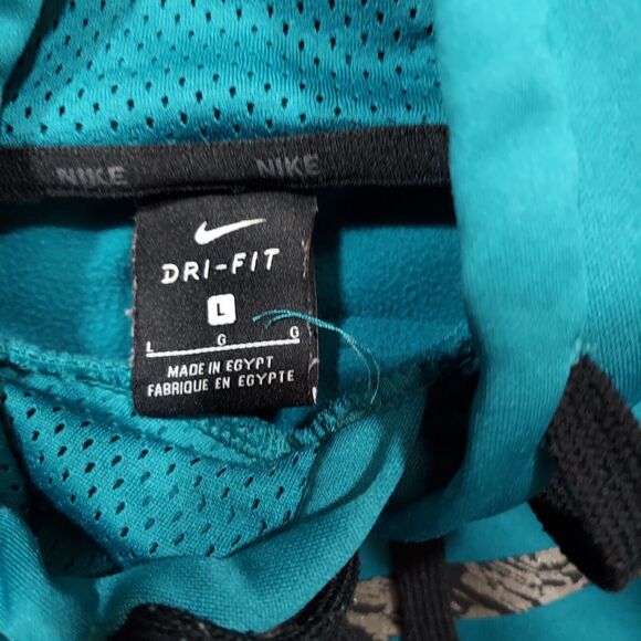 Nike Teal Green Camo Swoosh Logo Men's Large Pullover Hoodie Sweatshirt - Picture 4 of 8